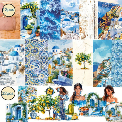 Mediterranean Summer Vibe Scrapbook Paper Set for Paper Craft
