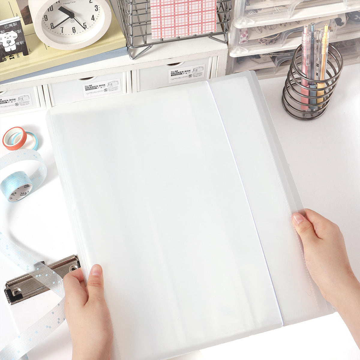 1 Pc Three Compartment Long Strip Sticker and Tape Organizer Notebook