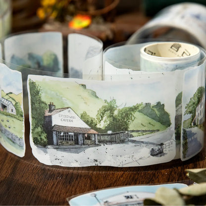 60mm*200cm House and Seasons with You Series Vintage Building Landscaping Pet Tape