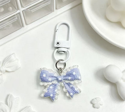 1 pc Transparent Polka-Dot Bow Tie Keychain Cute Charm