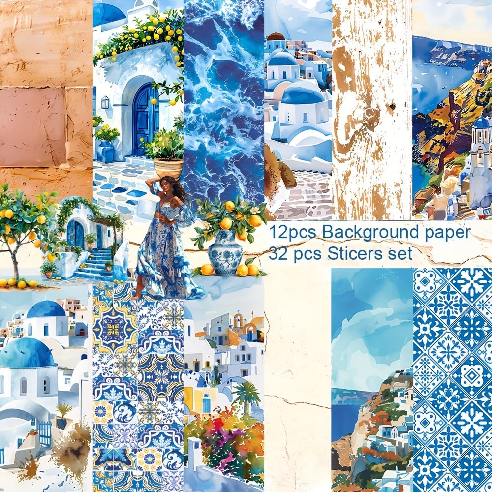 Mediterranean Summer Vibe Scrapbook Paper Set for Paper Craft