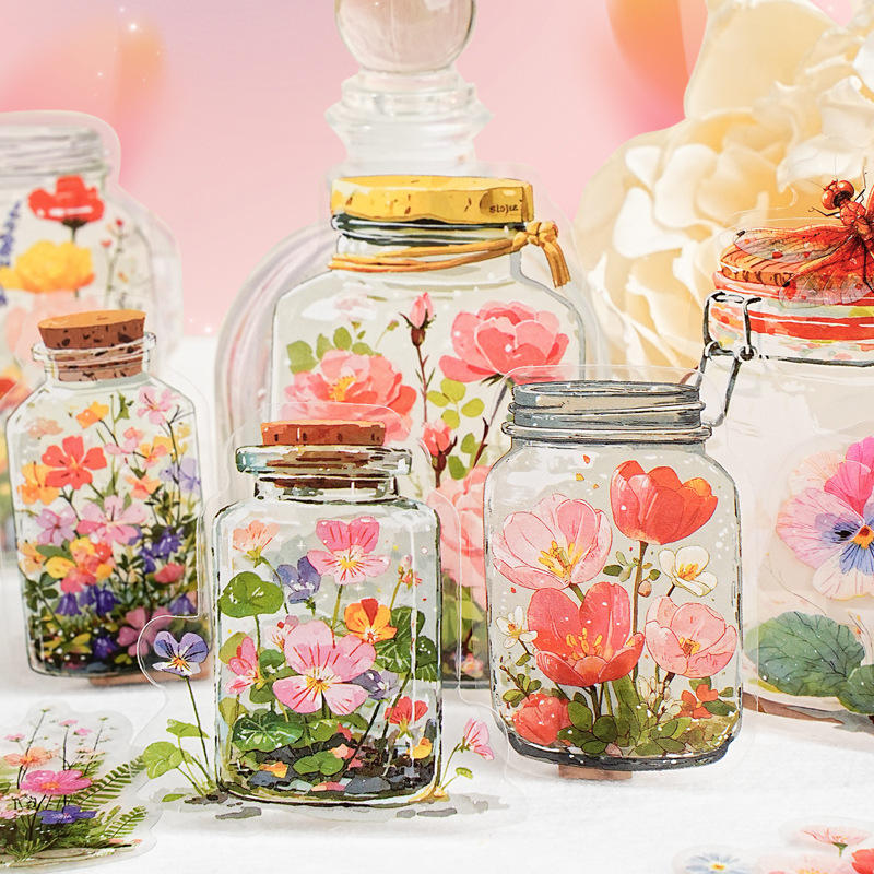 15 Pcs Bottle World Series Oil Painting Bottle Scenery Stickers