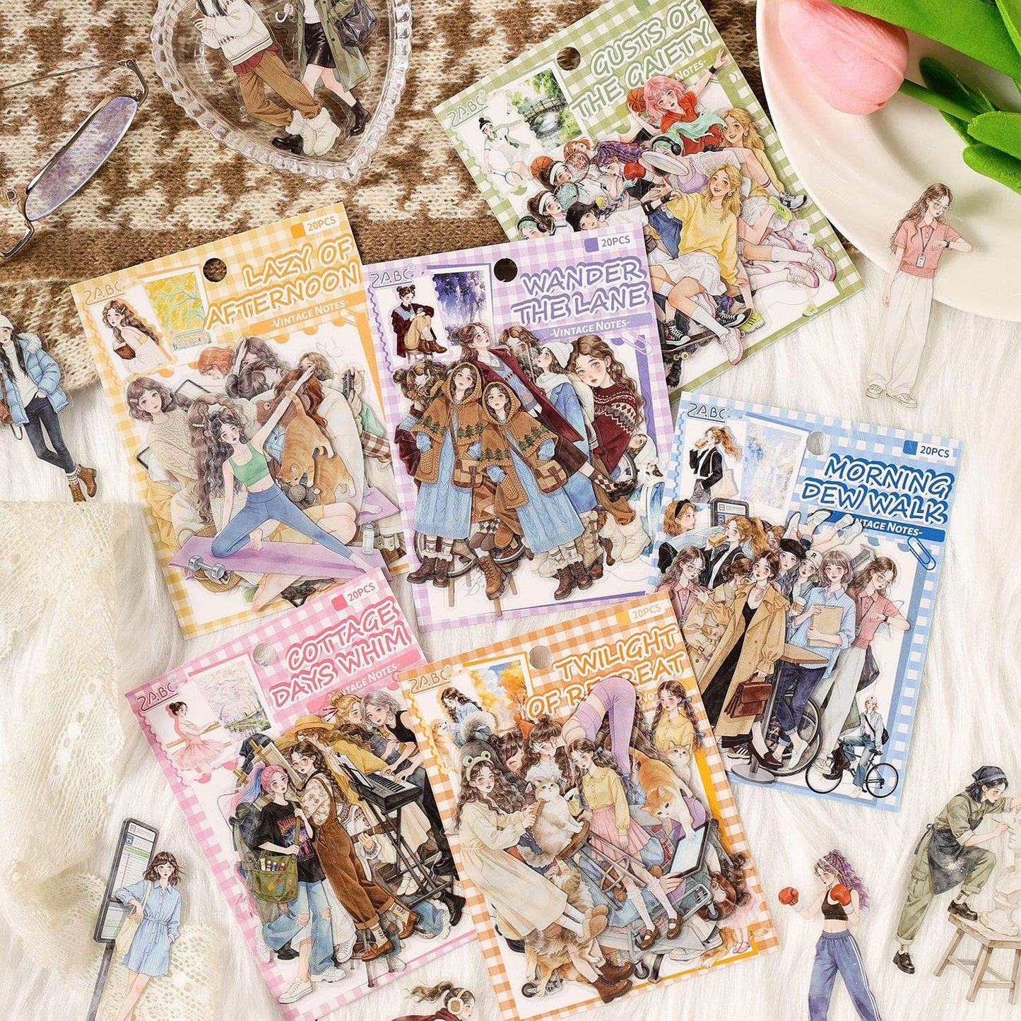 20 Pcs Old Times Stationery Series Journaling Character stickers