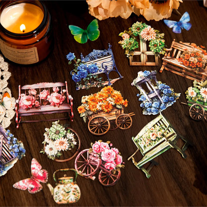 15 Pcs destined for romance series garden theme hollow handbook material decoration stickers