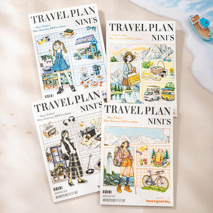20 Sheets Nini's Travel Plans Series Scenery Dual-Material Sticker Book