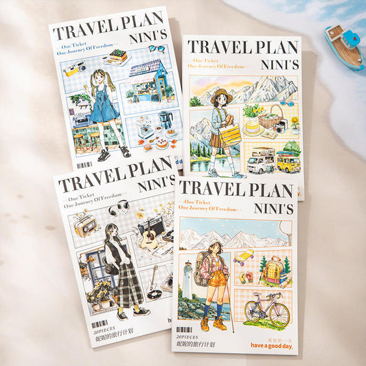 20 Sheets Nini's Travel Plans Series Scenery Dual-Material Sticker Book