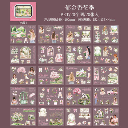 20 Spring Color Series Spring Garden Landscape Stickers book