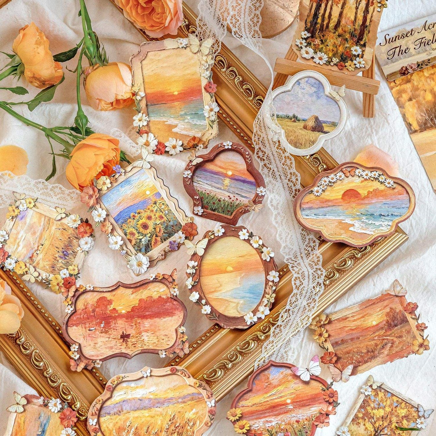 15 Pcs Monet Picture Frame Series Vintage style Creative Stickers