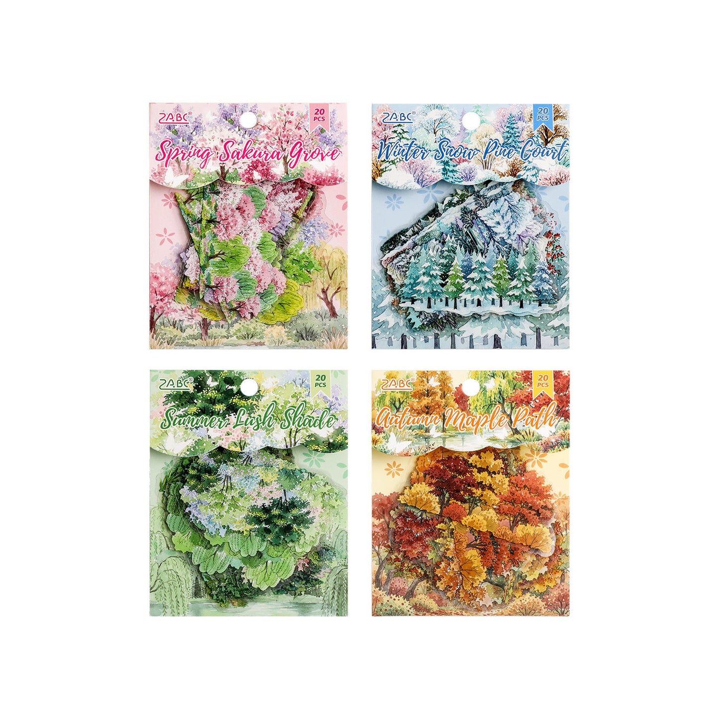 20 Pcs Four Seasons of The Forest Series Journaling Stickers