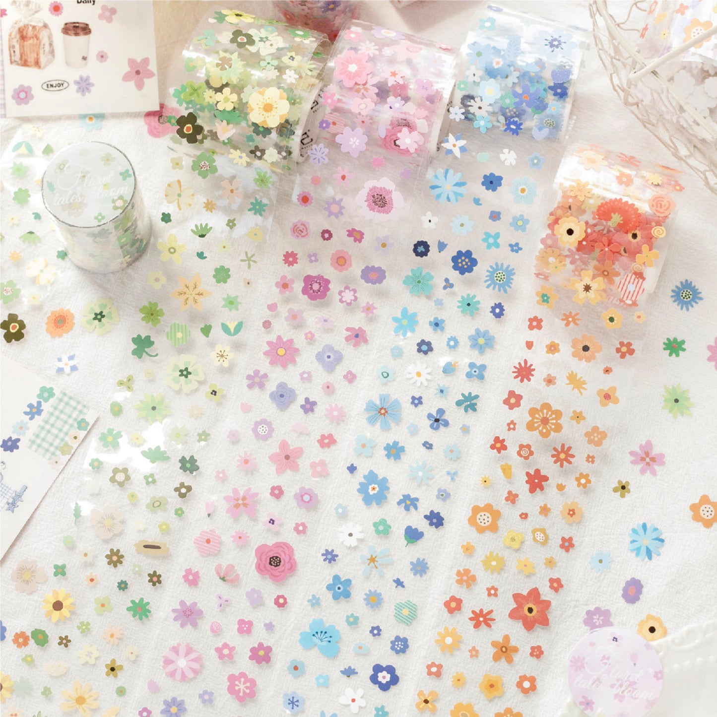 1 Roll Little Flower Story Series Edge-less Die-cut Flower Tape