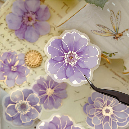 40 Pcs Blooming Whispers Series Hot-stamped watercolor floral journaling Stickers