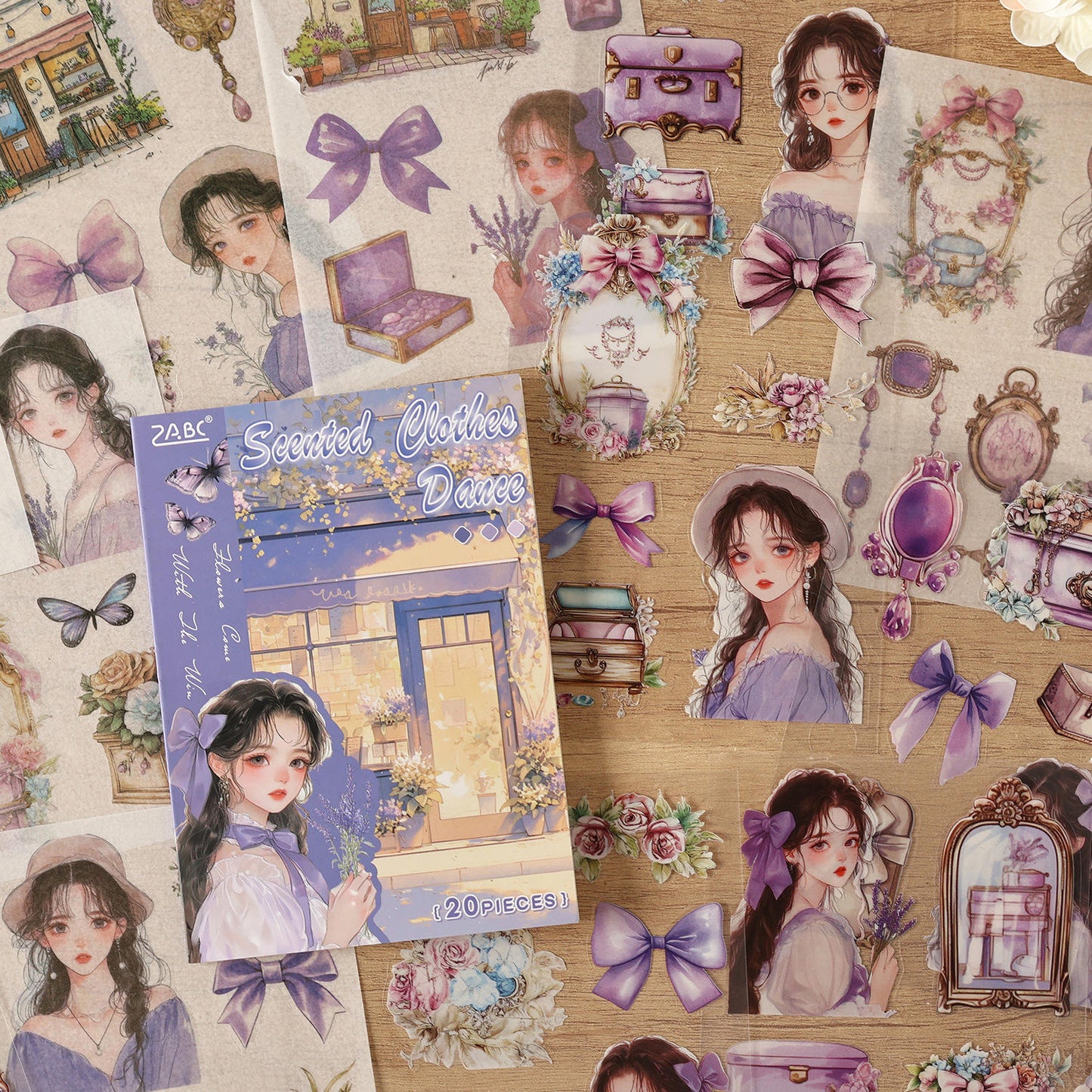 20 Sheets Flower Letter Creative Character PET Sticker Book