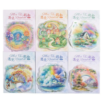 12 Pcs Meet The Rainbow Series Kawaii Flower Landscaping PET Sticker