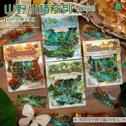 20 Pcs Mountain Retreat Series Journal Stickers