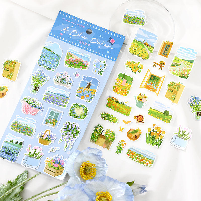 1 Pc Synthetic paper flowers know pretty illustrations decorative stickers