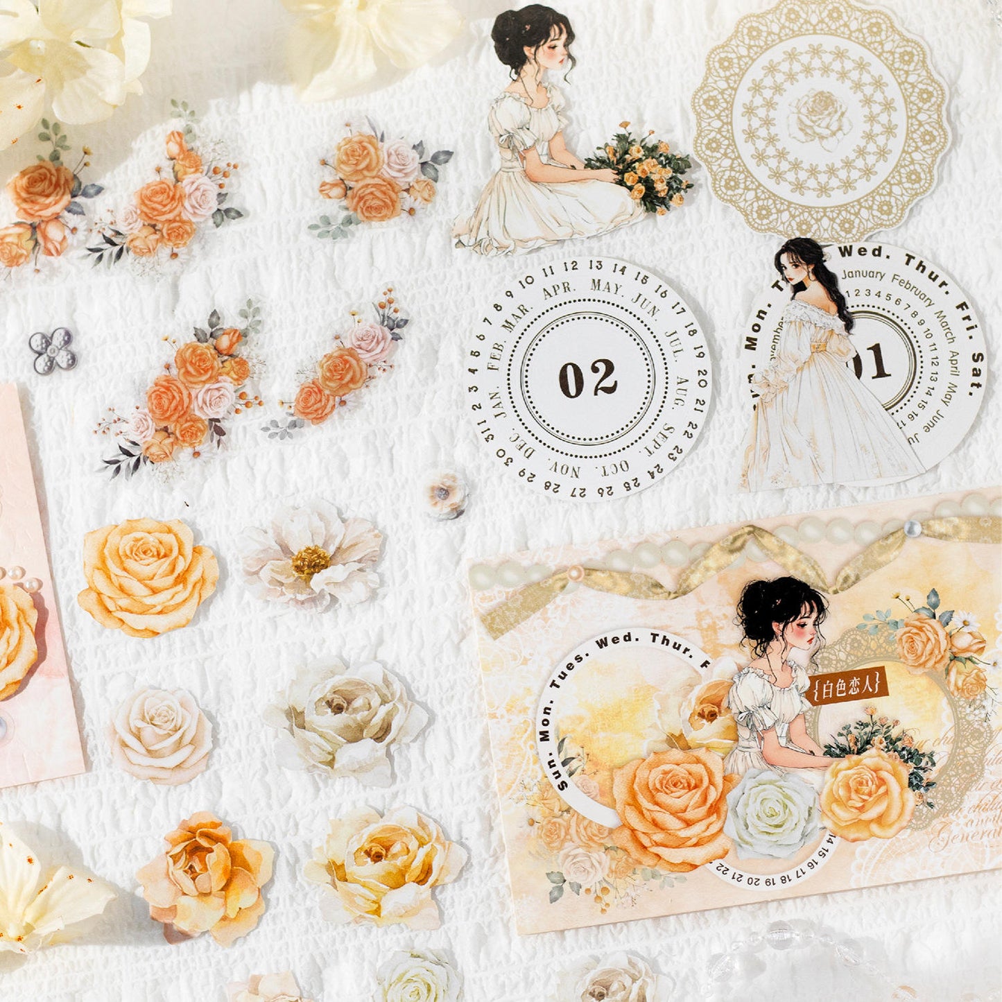 25 pcs Going Where There Are Roses Series Character Flower Stickers
