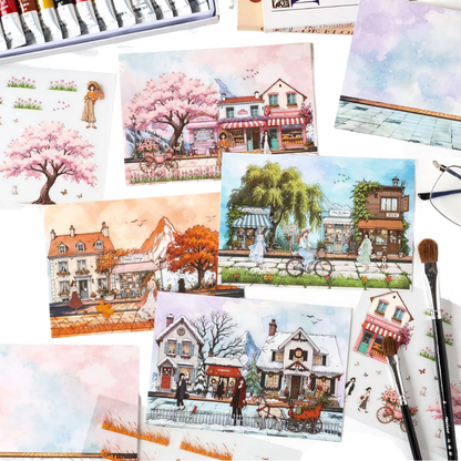 3pcs/pack Patrol Season Illustrated Scenic Stickers