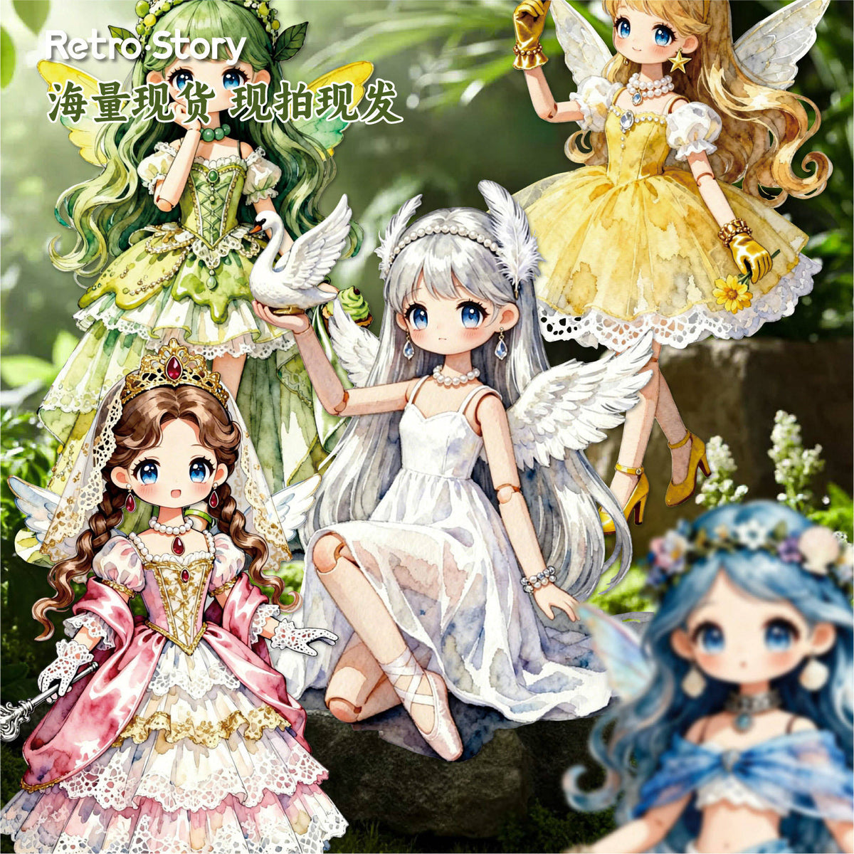 10 Pcs Lolita Fairy Series Lolita-style Anime-themed Journaling Stickers