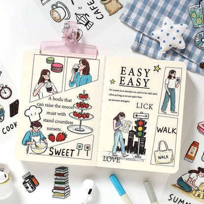 4 sheets per pack Lazy Daily Moments Cute Stickers for Scrapbooks
