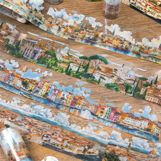 75mm*200cm Travel Around Europe Series Cute Castle Landscape Pet Tape