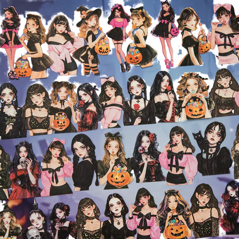 15 Pcs Luna Party Series Gothic-style Character Stickers for Scrapbooking