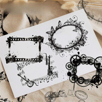 16 Pcs Black and White Film Frame Series Vintage border Stickers