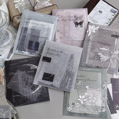 10 Sheets Embossed Notes Creative Silver Hot Stamping Material Pack