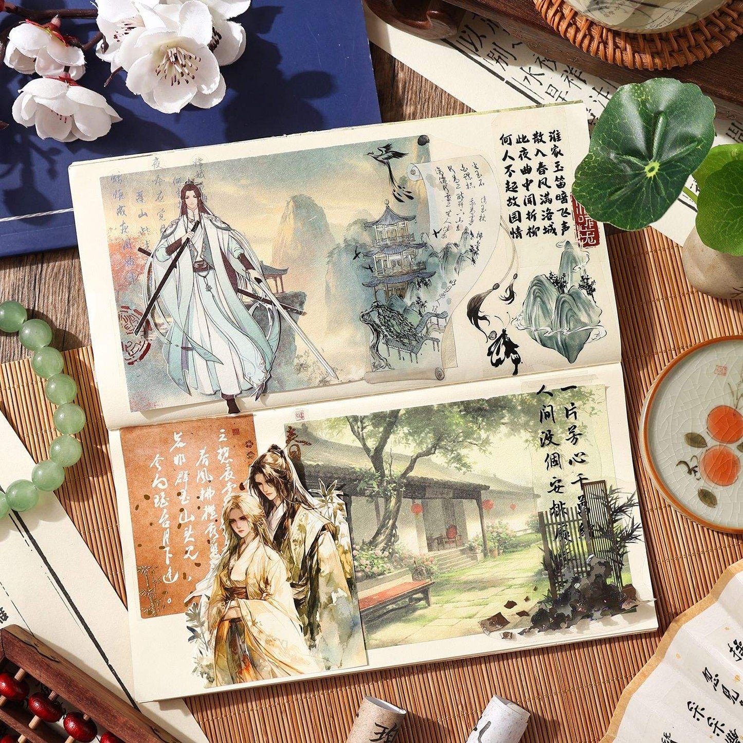 50 Sheets Four Seasons Scenic Notes Non Adhesive Retro Craft Paper