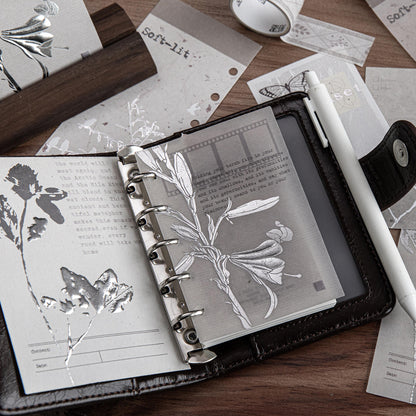 10 Sheets Embossed Notes Creative Silver Hot Stamping Material Pack