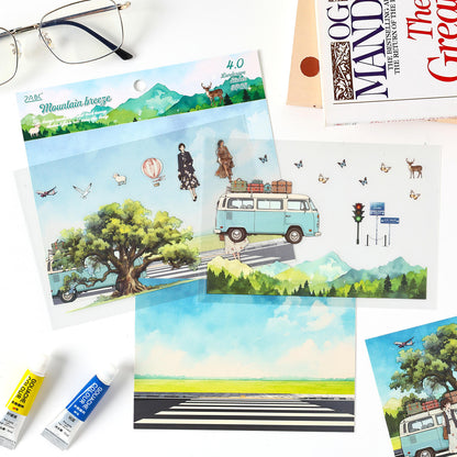 3pcs/pack Long Holiday Matte PET Landscape Stickers