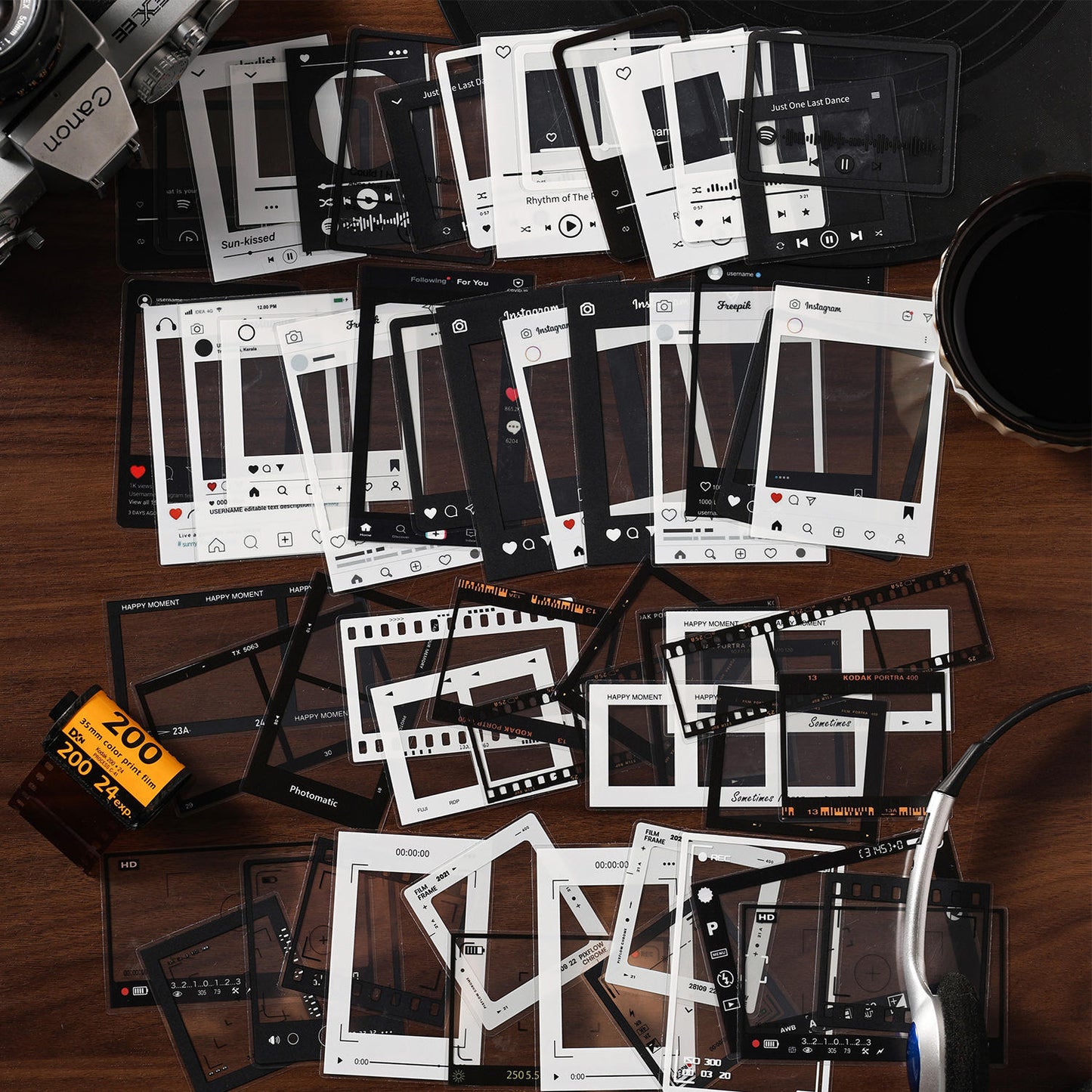 20 Pcs Grid Collection Vintage Frame Series Journaling Stickers