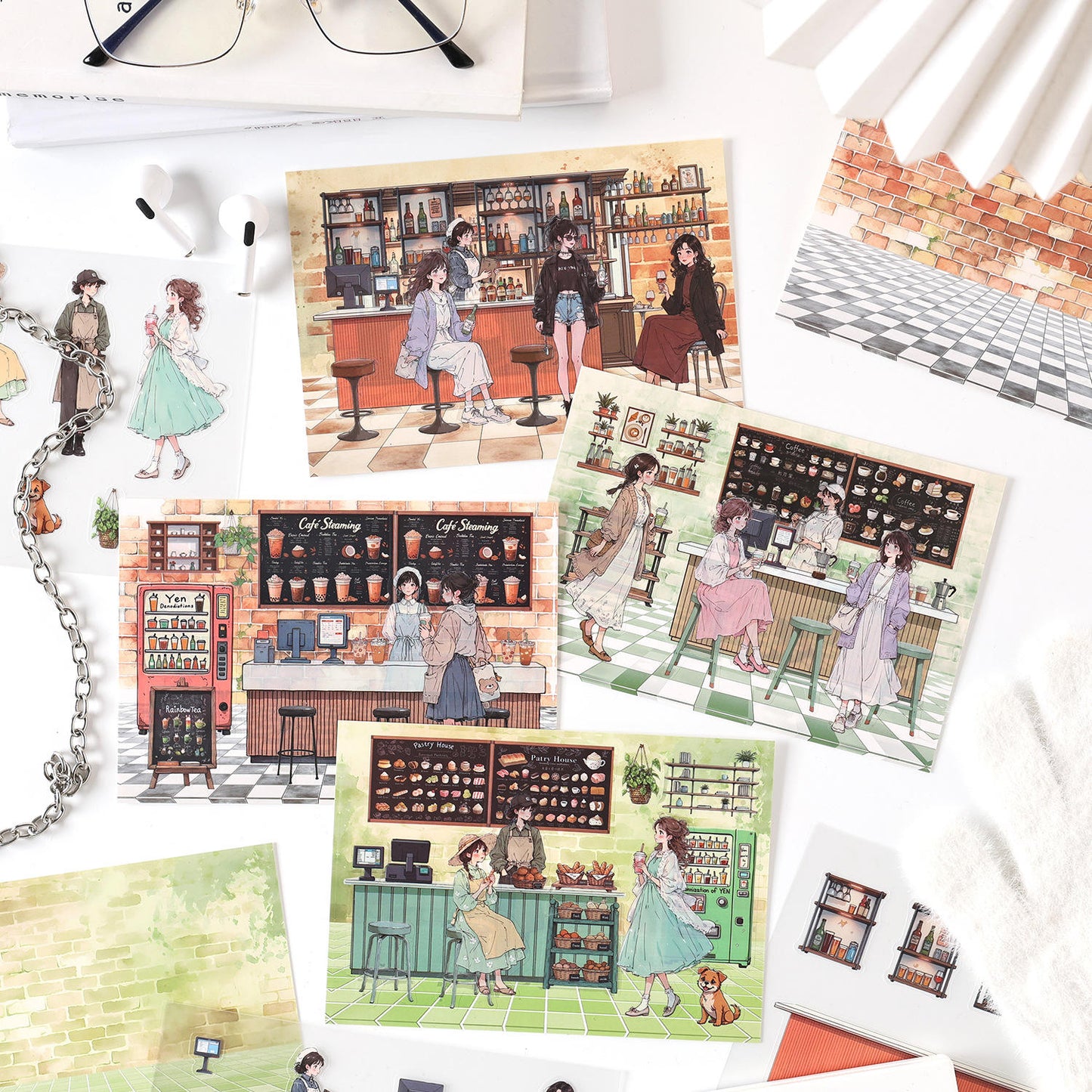 3 pcs/pack Afternoon Shimmer Scene Stickers for journaling