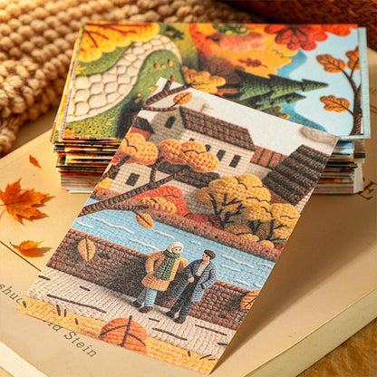 30 Sheets Four Scenes of Autumn Weaving 3D Crochet Landscape Stickers
