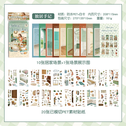 31 Pcs Notes From Living Alone Series Scene-Building 3D Sticker Book
