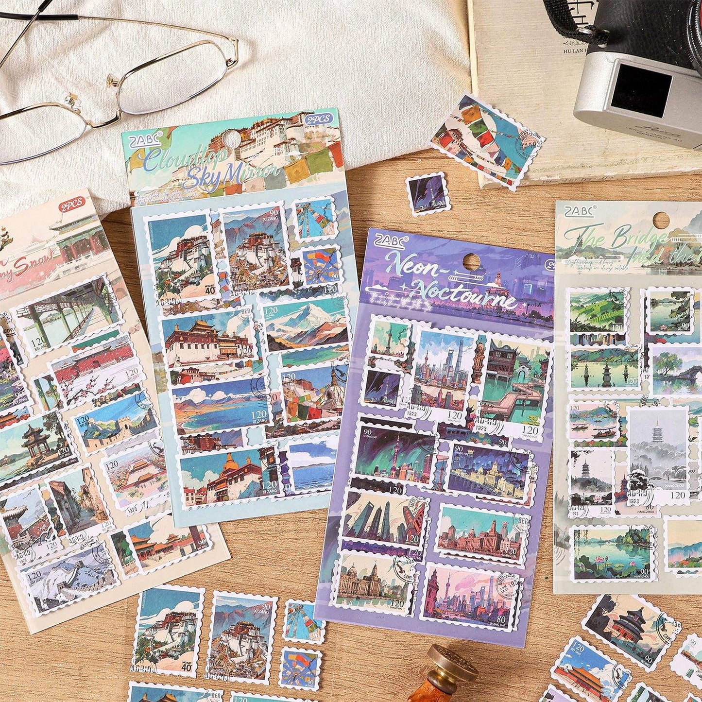 2 Sheets Postal City Charm Series Journaling stickers