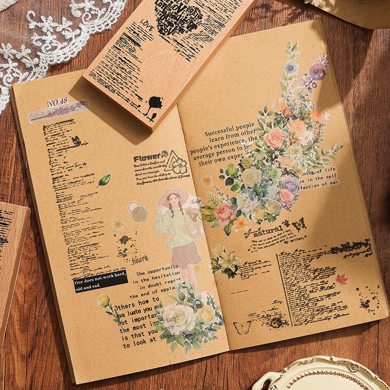 1 Pc Age Poetry Collection Beech Wooden Vintage English Stamp