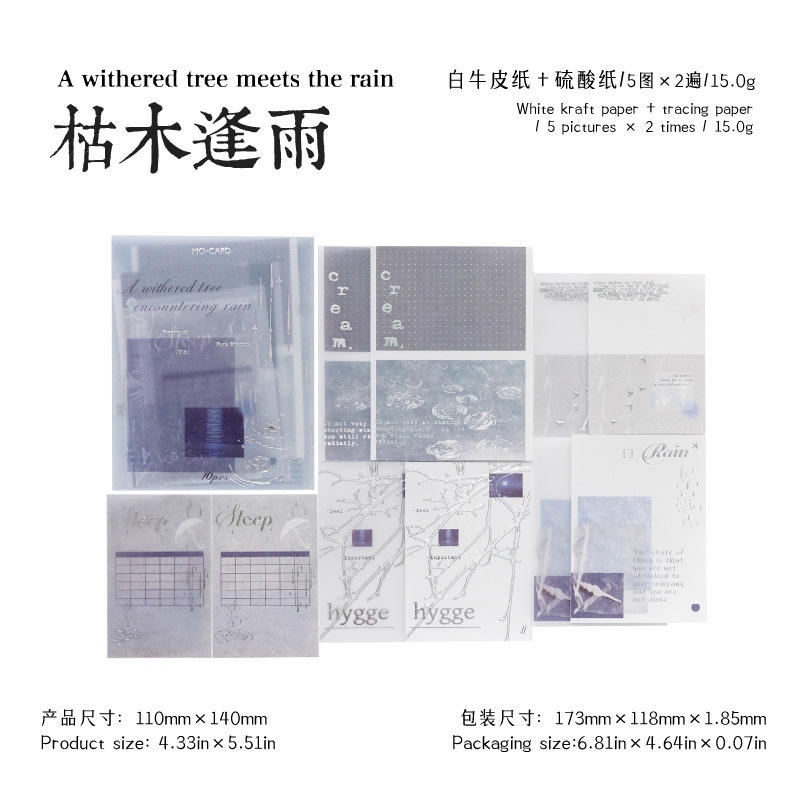 10 Sheets Embossed Notes Creative Silver Hot Stamping Material Pack