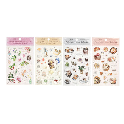 1 Sheet Daily Journal Series Lightly Retro Journal Background Stickers