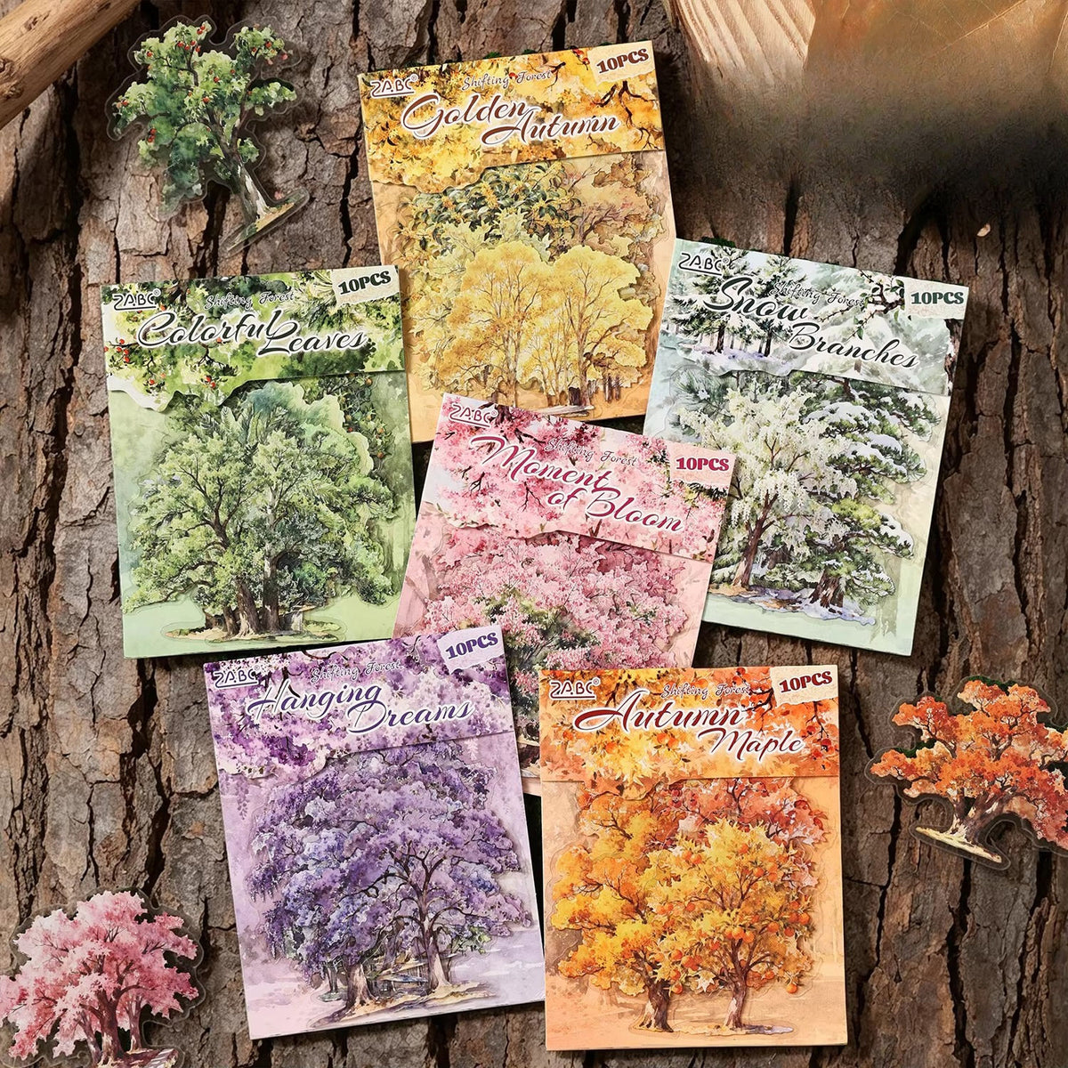 10 Pcs Wooden Shadows and A World of Possibilities Series Tree Stickers