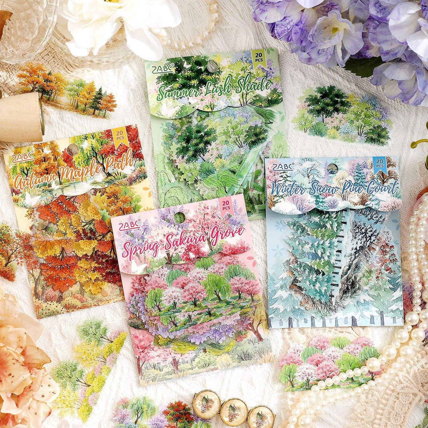 20 Pcs Four Seasons of The Forest Series Journaling Stickers