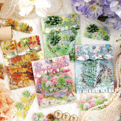 20 Pcs Four Seasons of The Forest Series Journaling Stickers