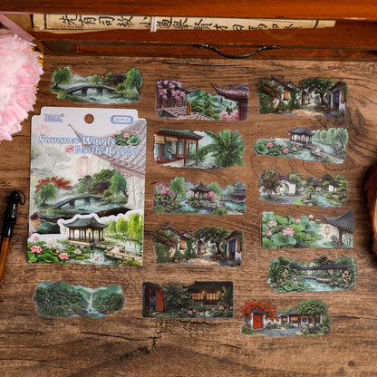 20 Pcs Four Seasons Series Retro Landscape Stickers
