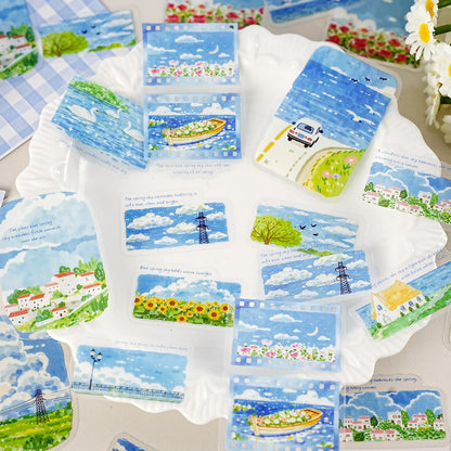 30 Pcs Journey Through Mountains and Rivers Series Landscape Stickers