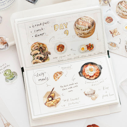 1 Sheet Daily Journal Series Lightly Retro Journal Background Stickers