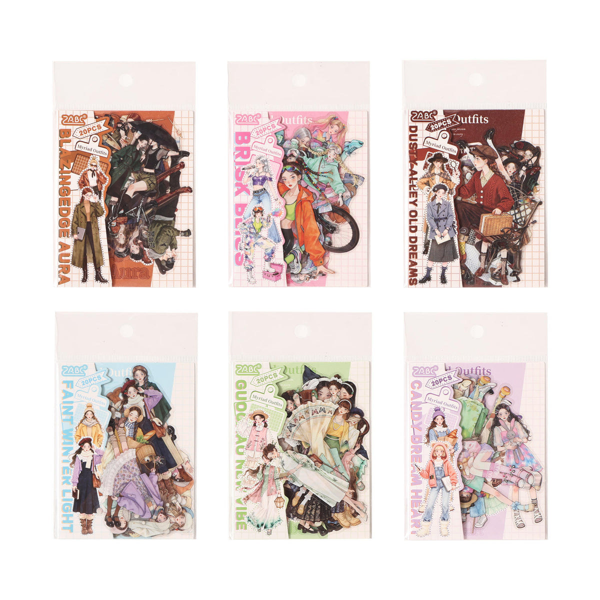 20 Pcs Endless Outfit Combinations Girl Character Journaling Stickers