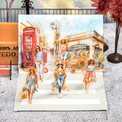 20 pcs Retro Girl Street Corner Phone Booth Sticker pack
