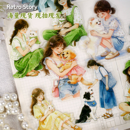 20 Collect Cuties Series Girl with Pets Character-themed Stickers