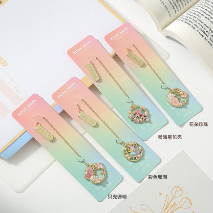 Starfish Metal Bookmark Cartoon Style Multi-Functional Book Clip Pendant
