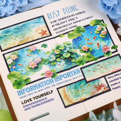 20 Pcs Clear Pond Reflecting Carp Series Pond-themed Journaling Stickers