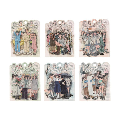 15 Pcs A Moment in Daily Life Series Cute Character Stickers for Journaling